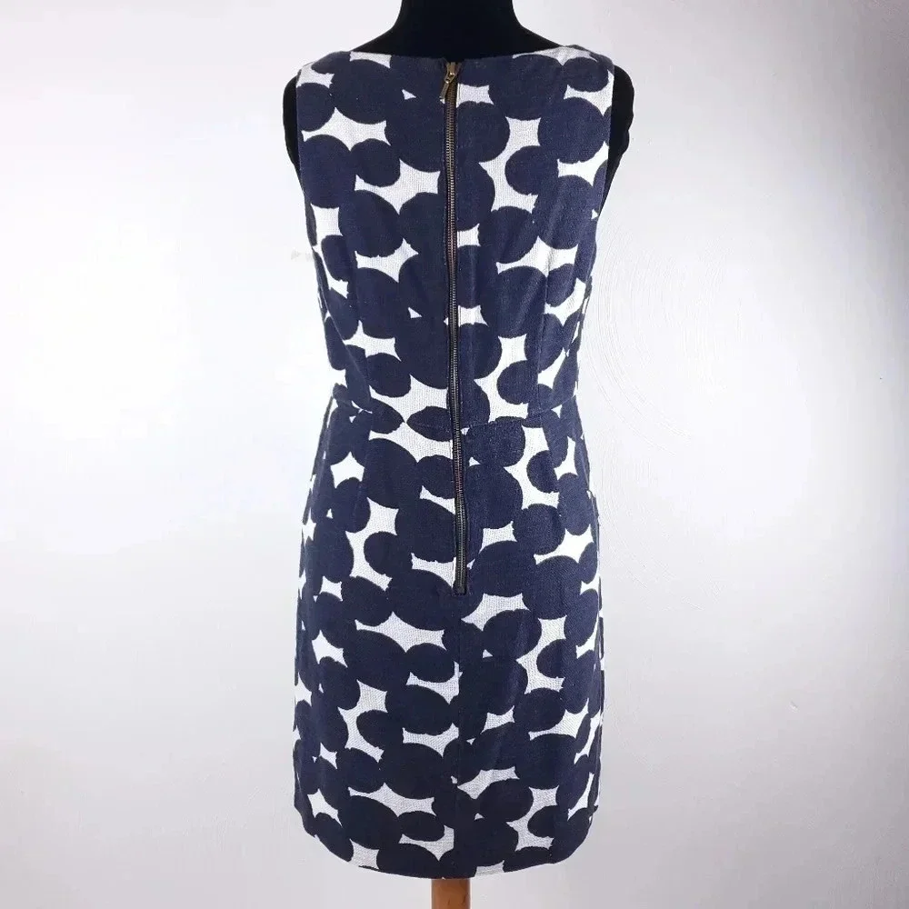 Loft Shift Dress Women's Size 6P Sleeveless Blue & White w/Pockets - Picture 3 of 13
